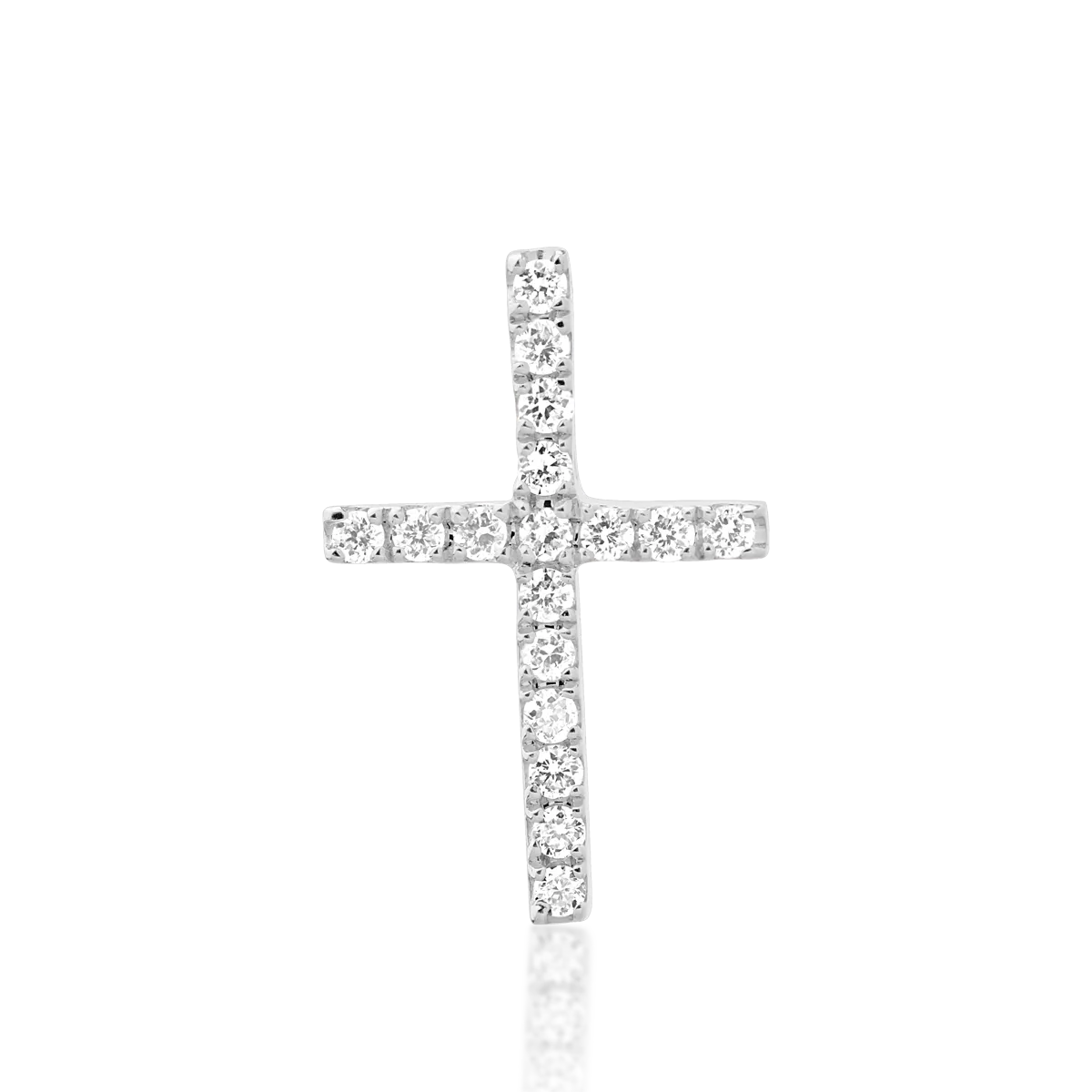 Pandantiv cruce din aur alb cu diamante de 0.09ct