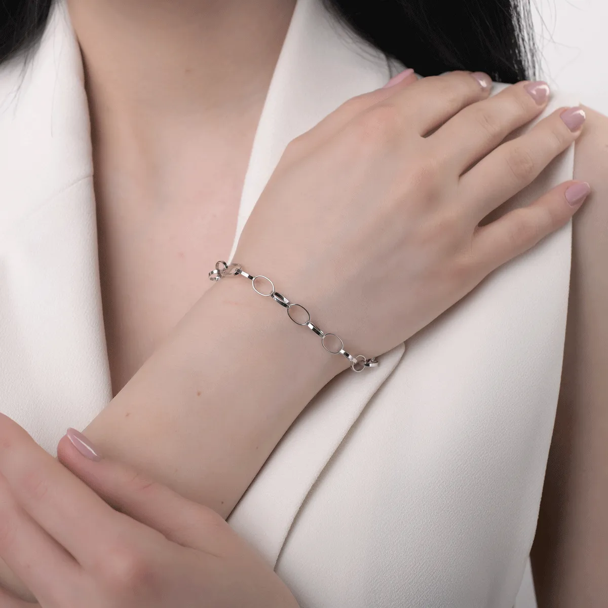 14K бяла златна гривна