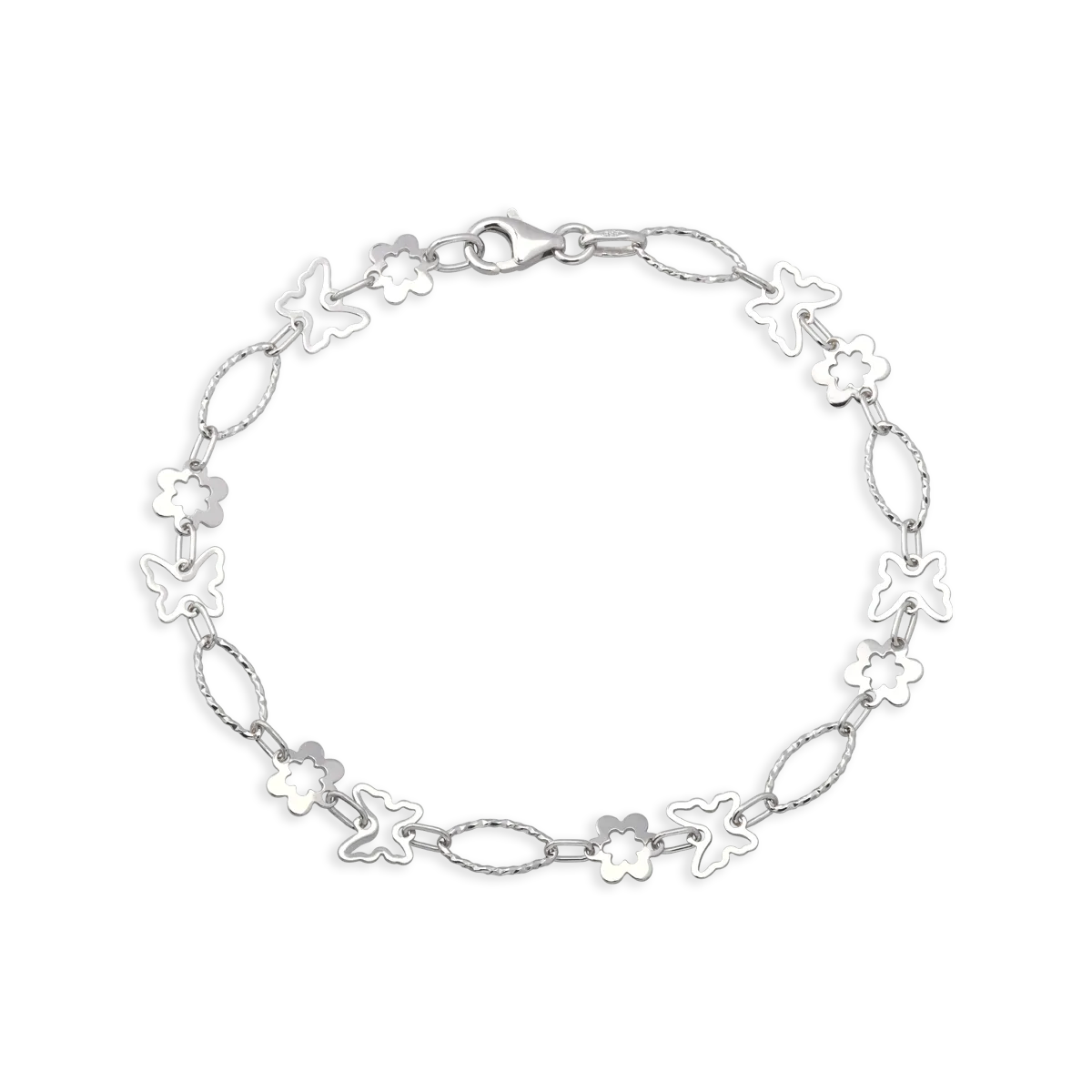 14K white gold bracelet with butterflies