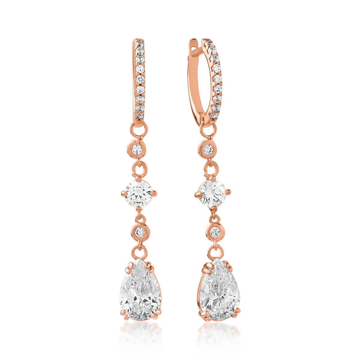 14K rose gold long earrings