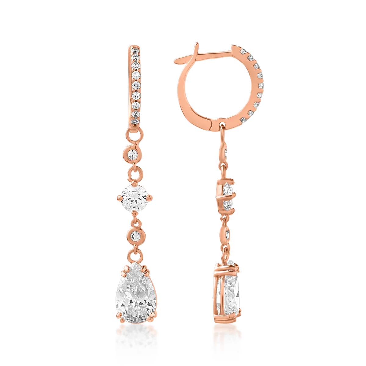 14K rose gold long earrings