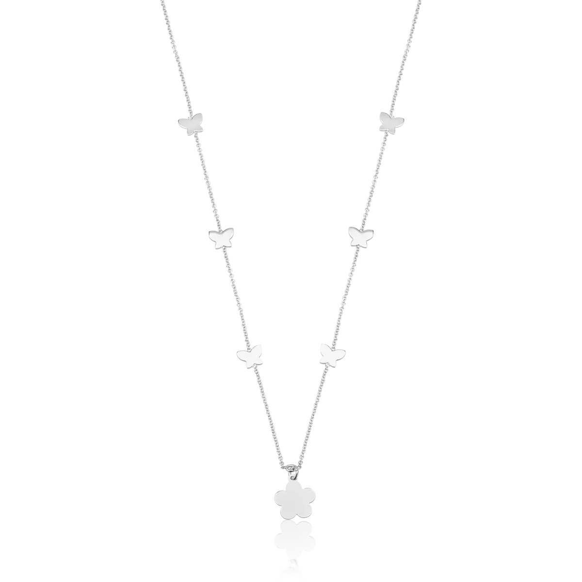 14K white gold butterflies pendant necklace