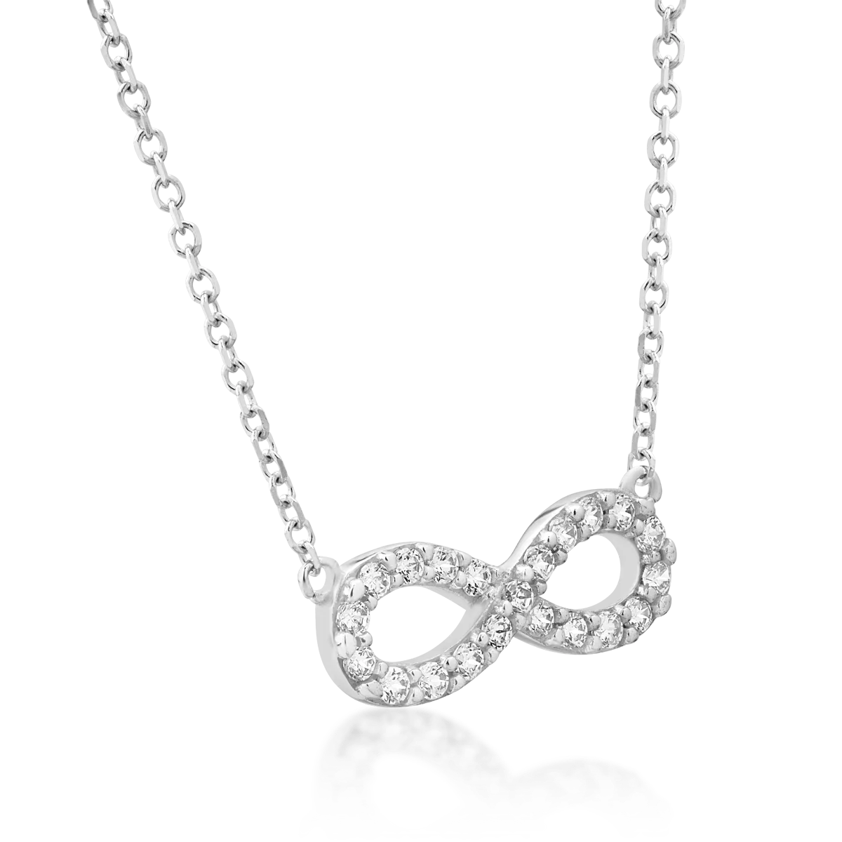 14K white gold infinity pendant necklace