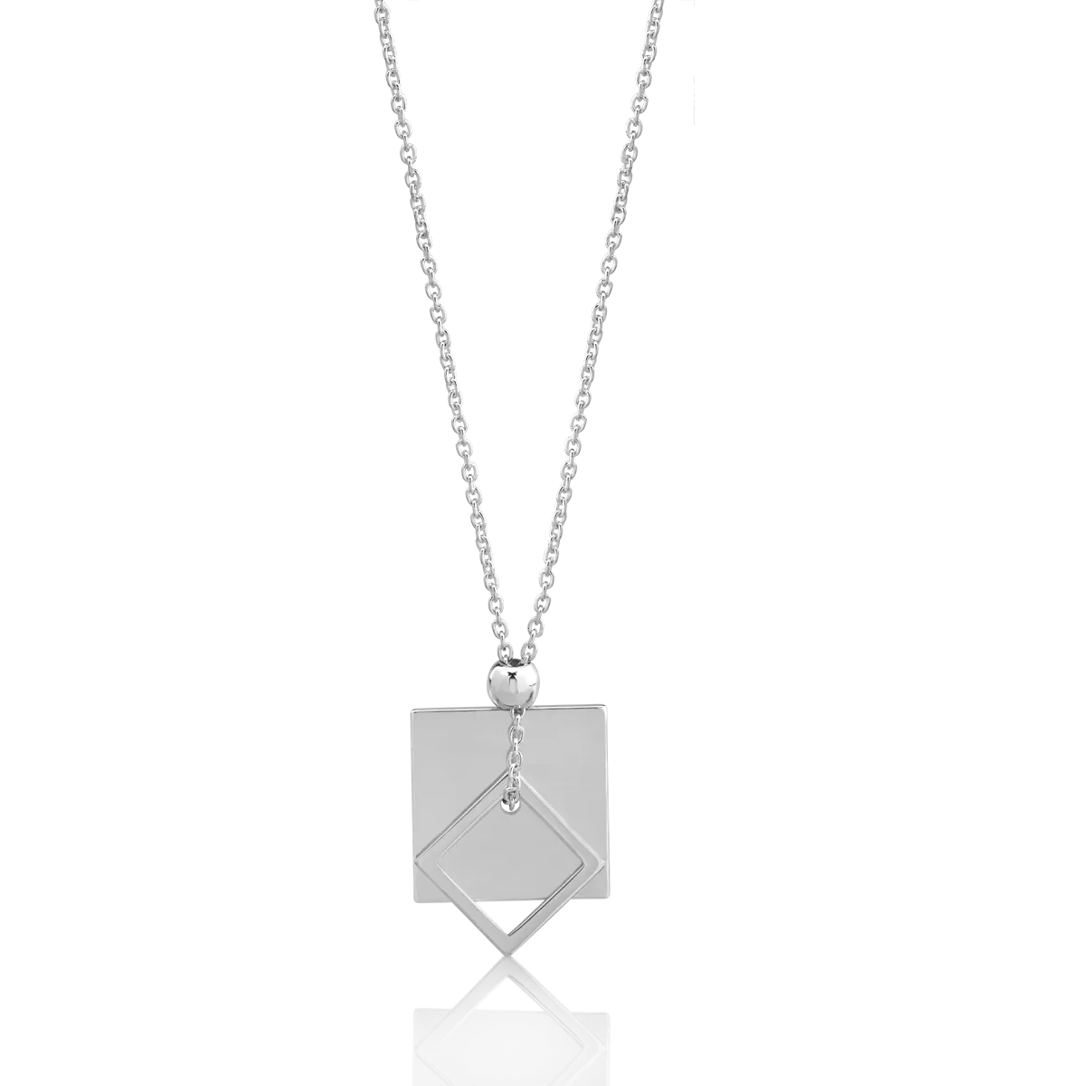 14K white gold geometrical pendants chain