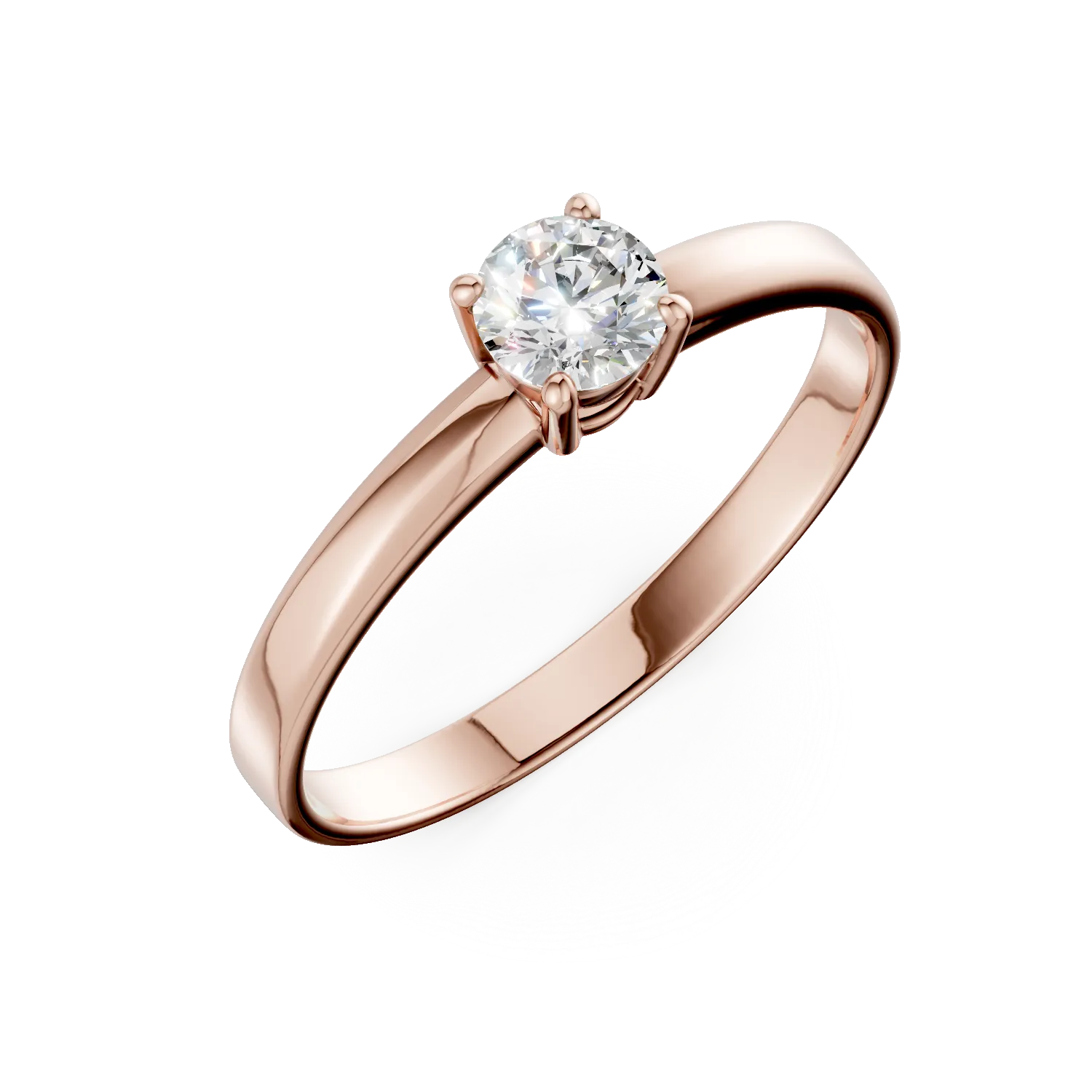 Inel de logodna din aur roz cu zirconia solitaire