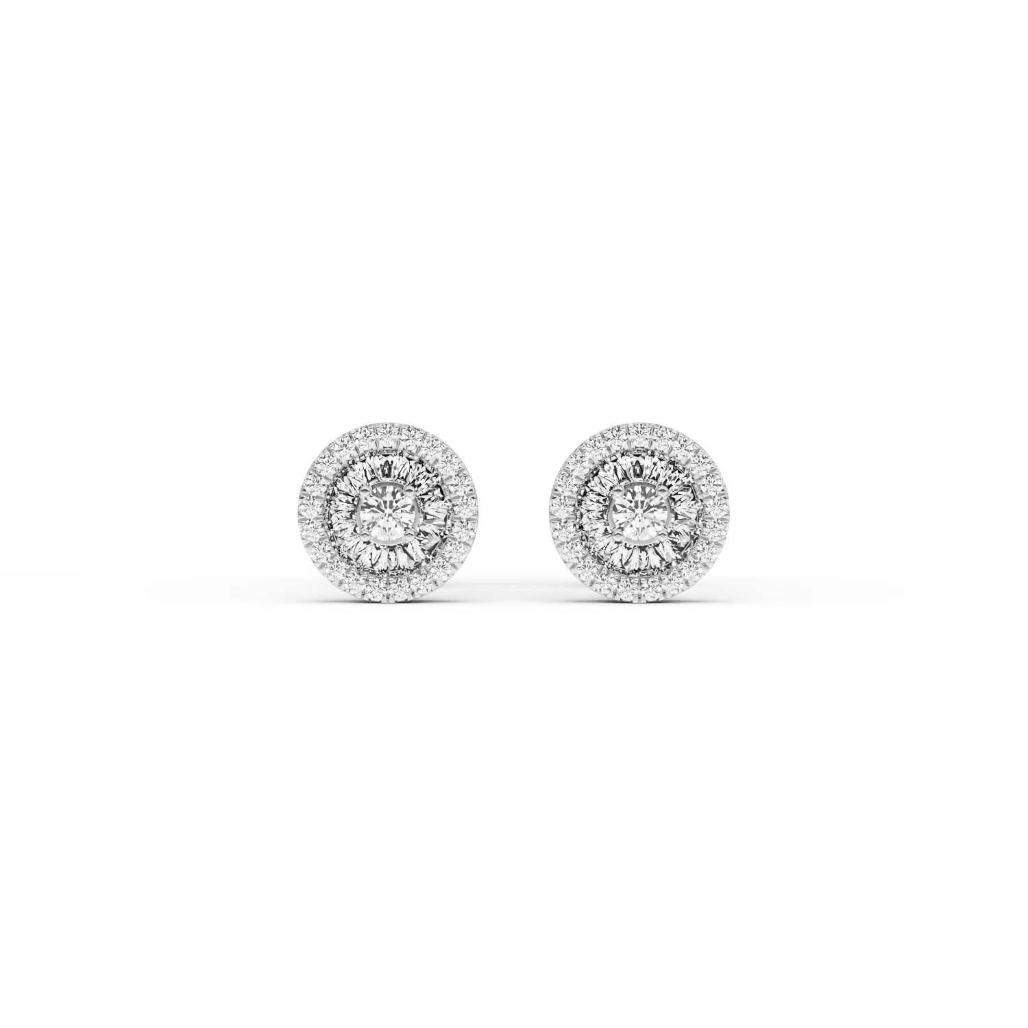 Teilor Cercei din aur alb cu diamante baguette si rotunde de 0.37ct