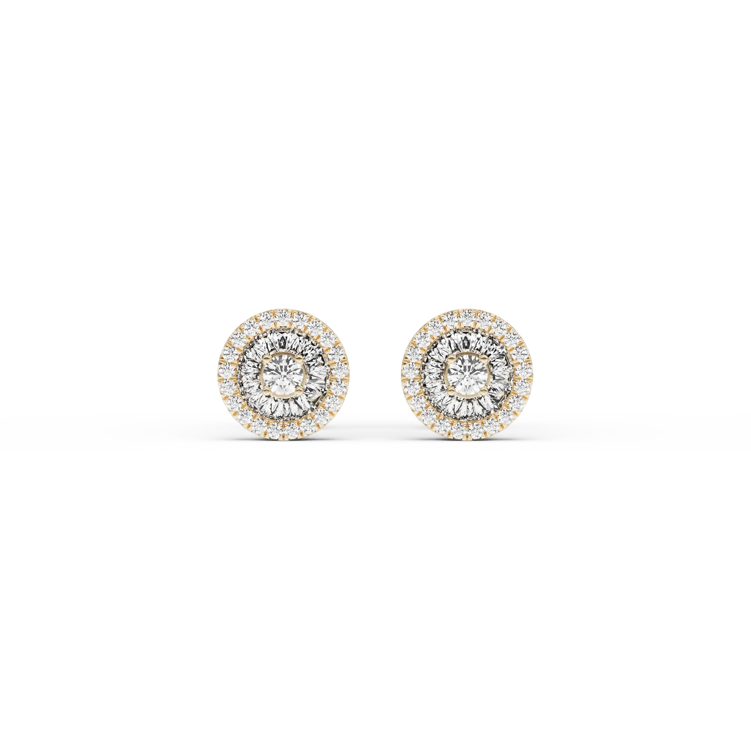 Teilor Cercei din aur galben cu diamante baguette si rotunde de 0.36ct