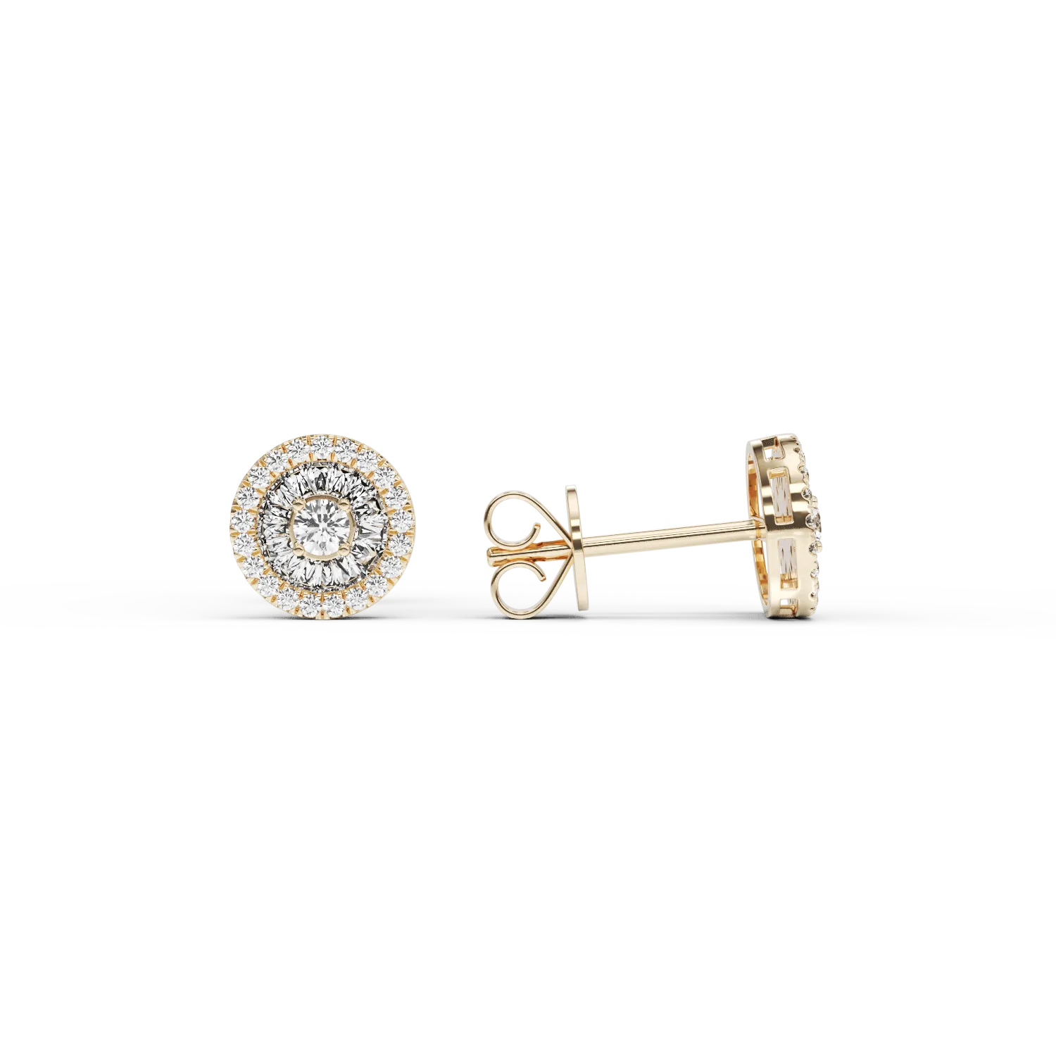 18K жълти златни обеци с 0.36ct диаманта