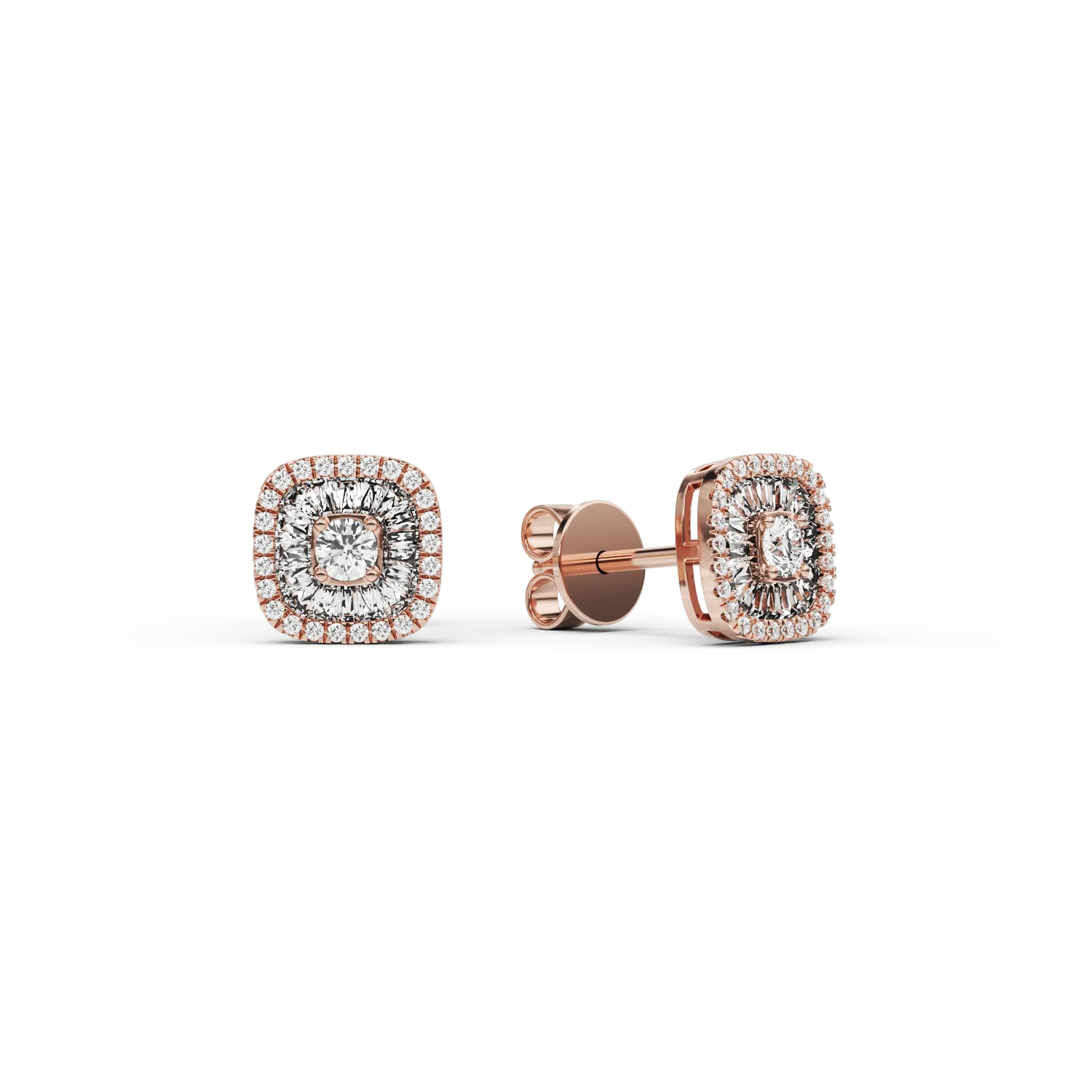 Cercei din aur roz de 18K cu diamante de 0.44ct