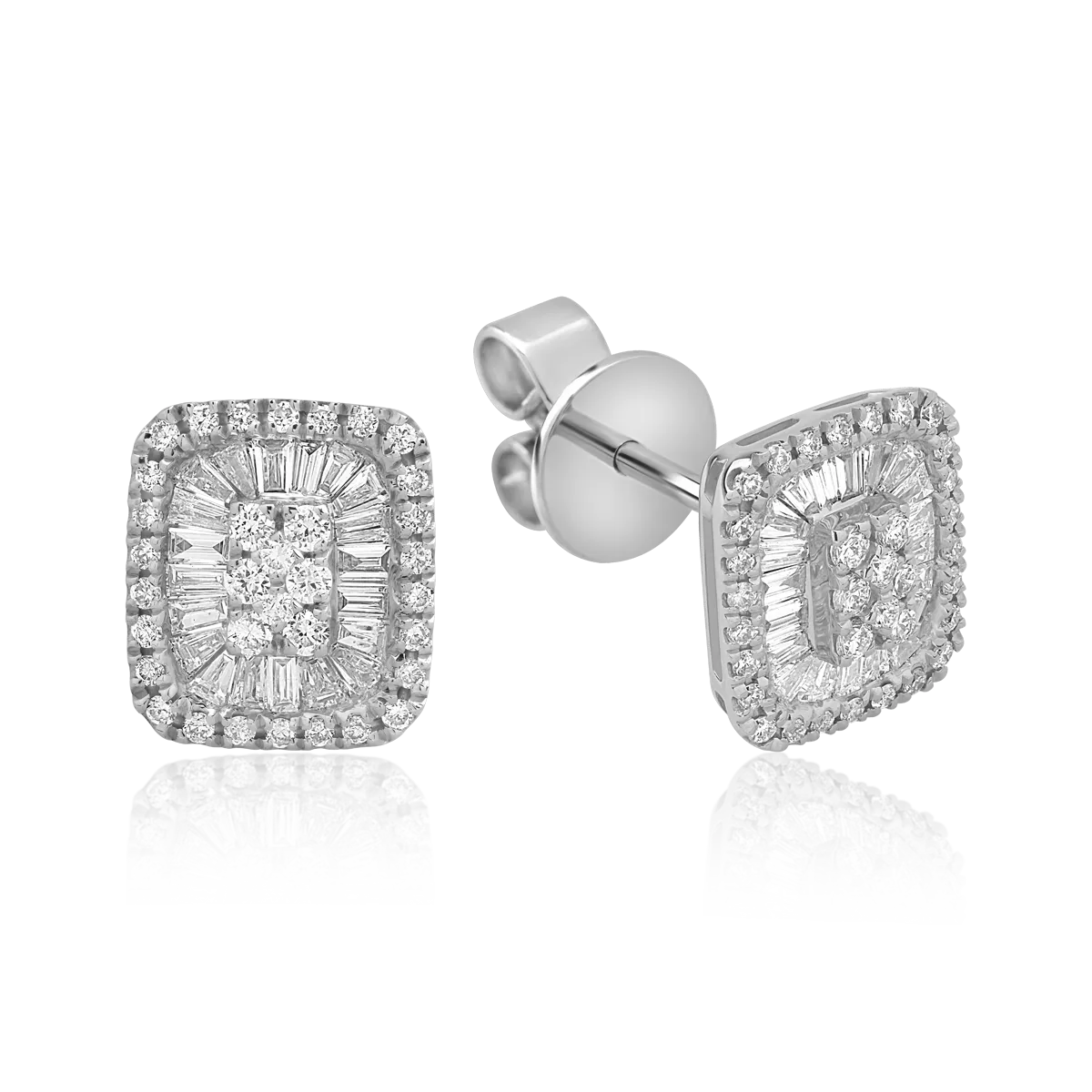 Cercei din aur alb de 18K cu diamante de 0.42ct