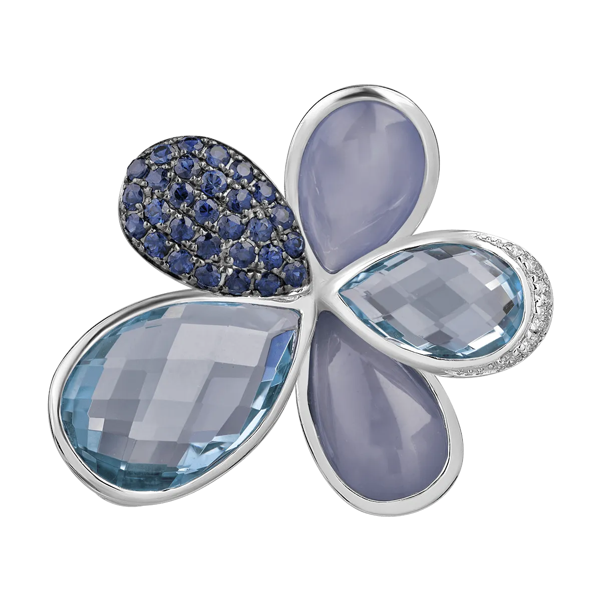 18k fehér arany gyűrű, értékes és félig drágakövek 25.25ct