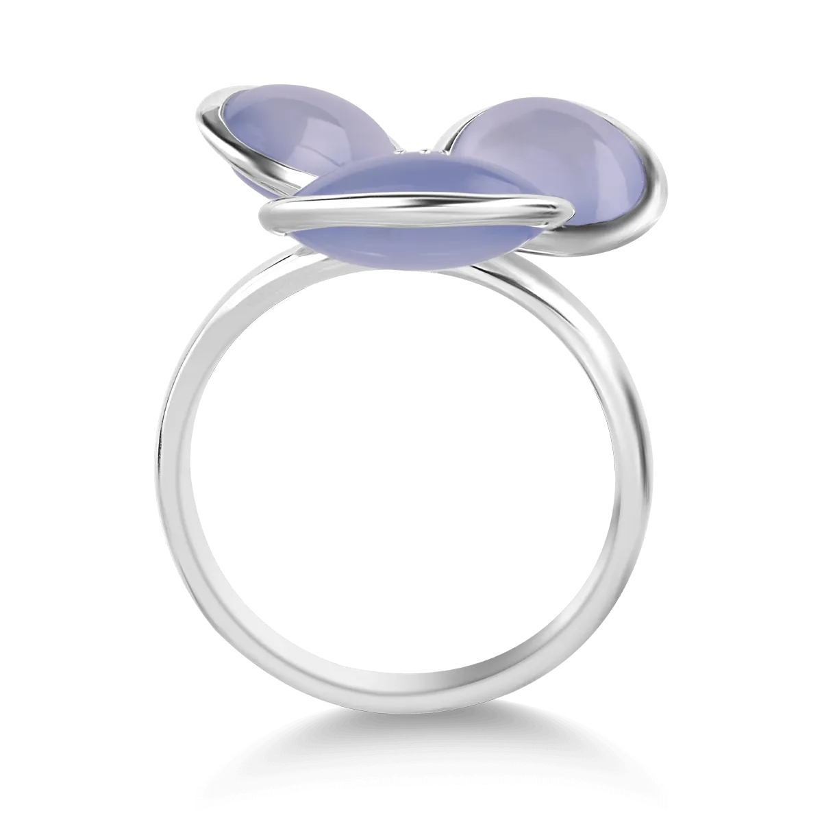 18K white gold ring with blue chalcedonies of 6.99ct and diamonds of 0.05ct