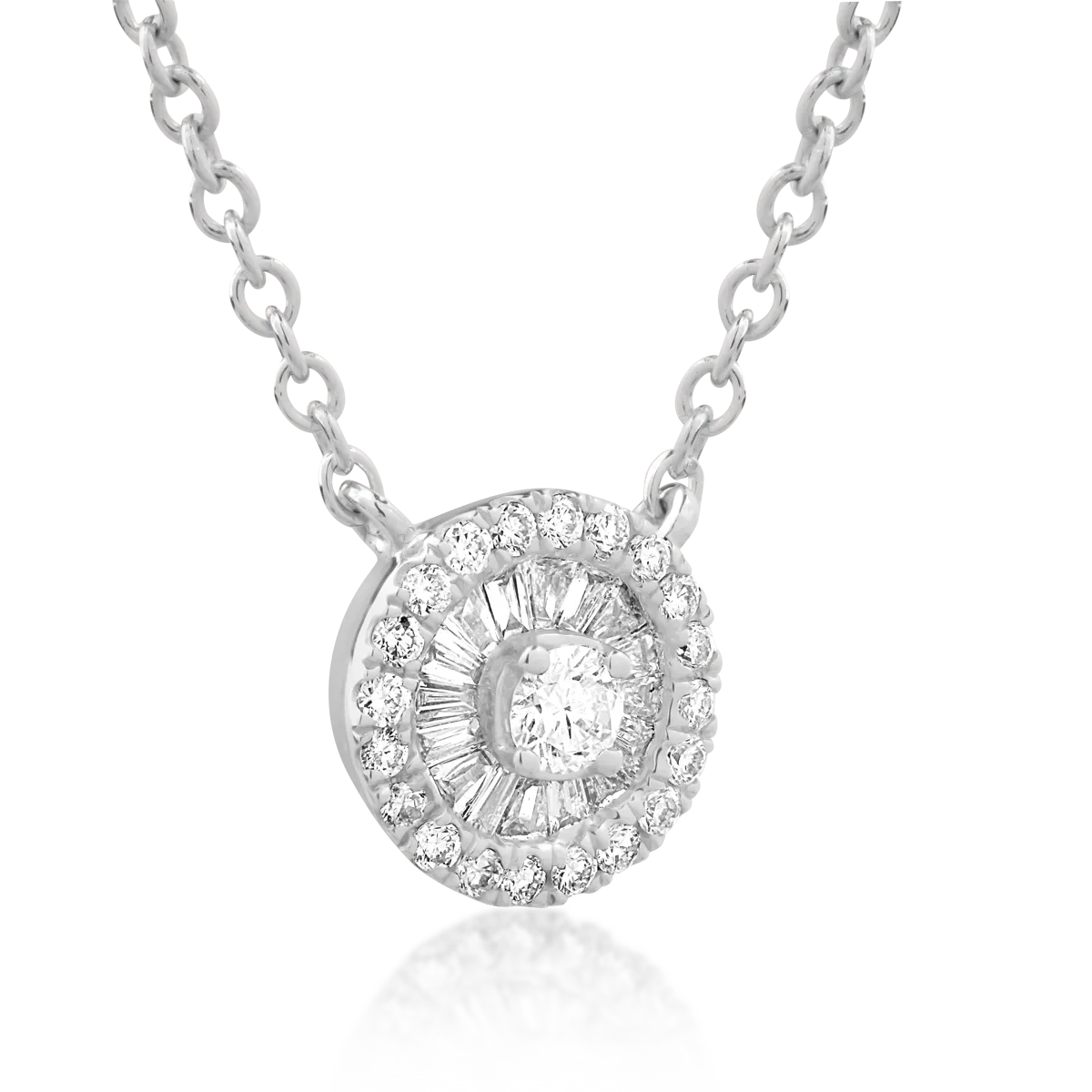 Lant cu pandantiv din aur alb de 18K cu diamante de 0.19ct