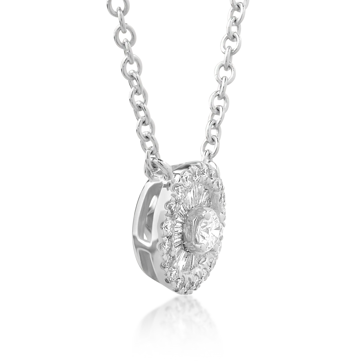 Lant cu pandantiv din aur alb de 18K cu diamante de 0.19ct