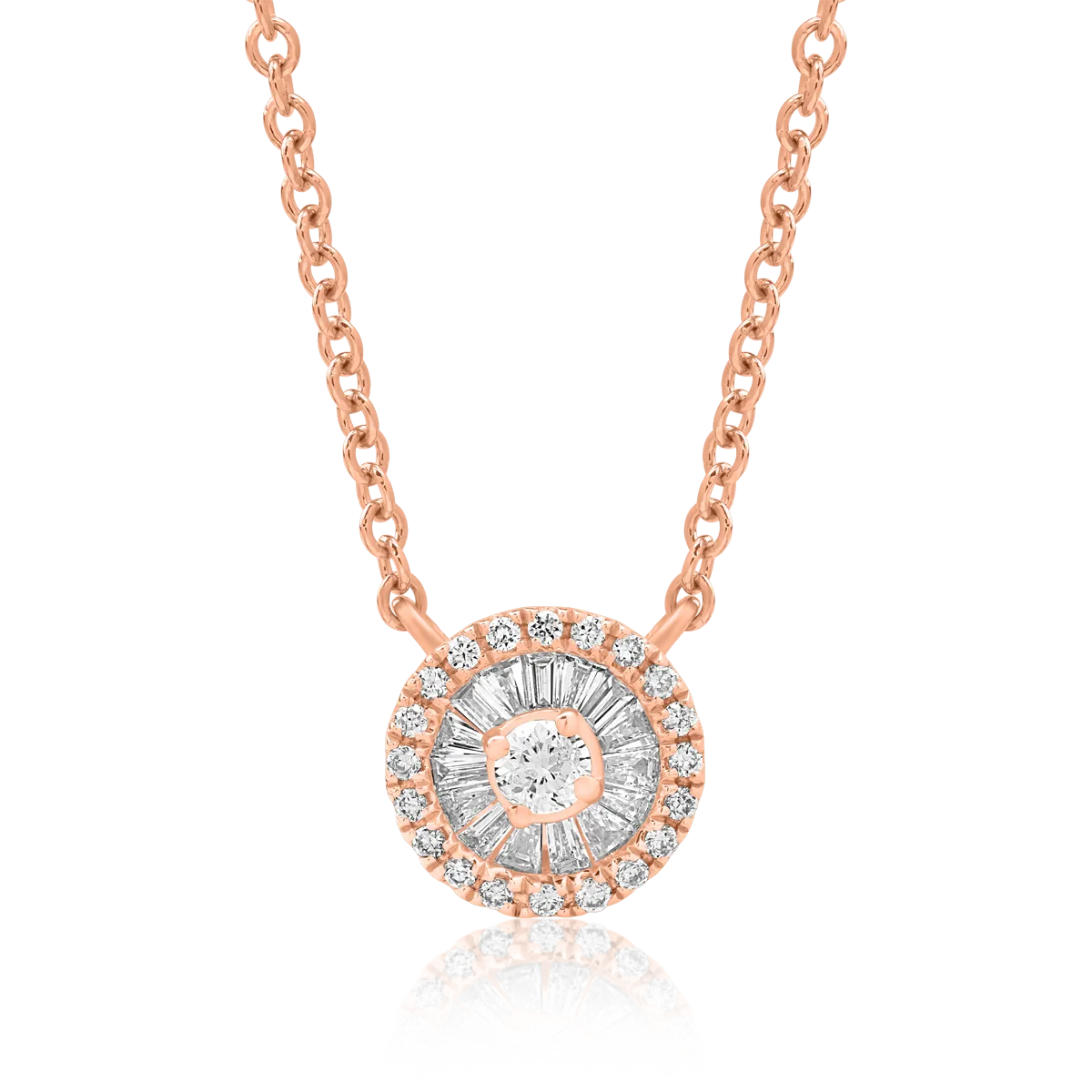 18K rose gold pendant chain with 0.2ct diamonds
