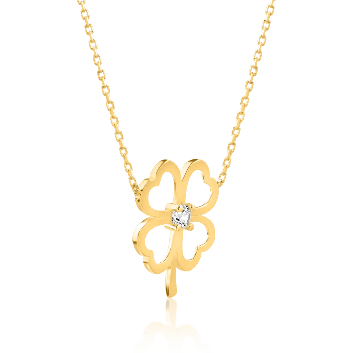 14K yellow gold trefoil pendant necklace