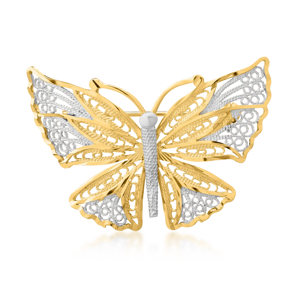 Brosha pillangó arany-sárga 14k arany
