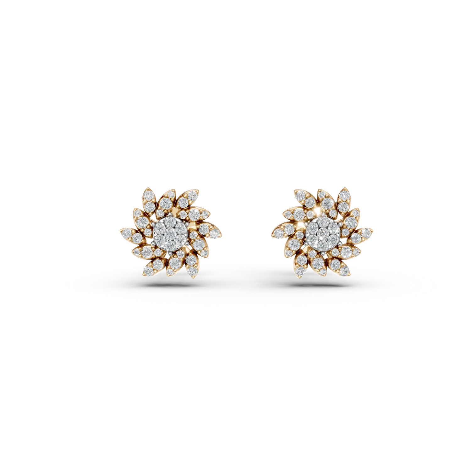 14K жълти златни обеци с 0.5ct диаманта-51891