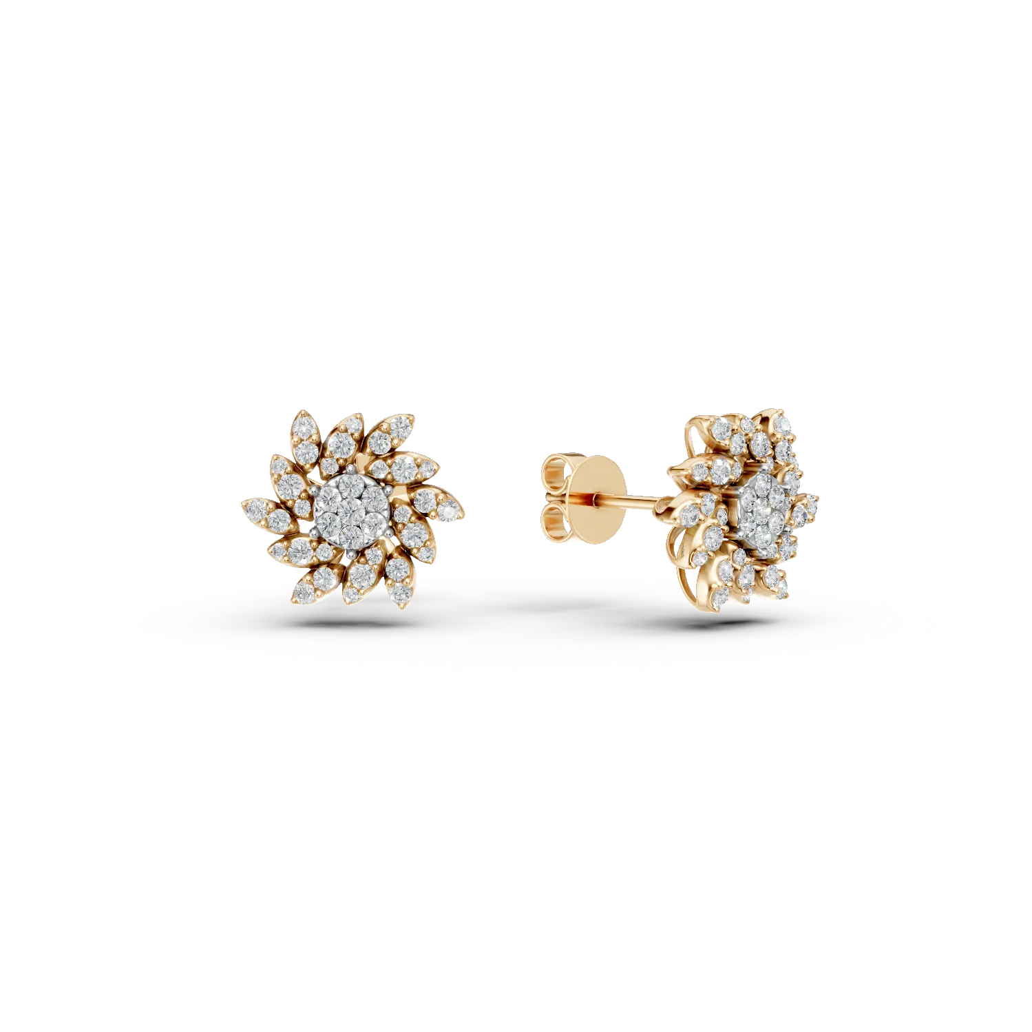 14K жълти златни обеци с 0.5ct диаманта