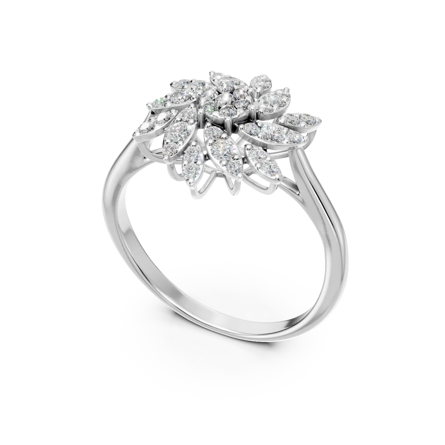 Пръстен от бяло злато 14K с диаманти 0.5ct