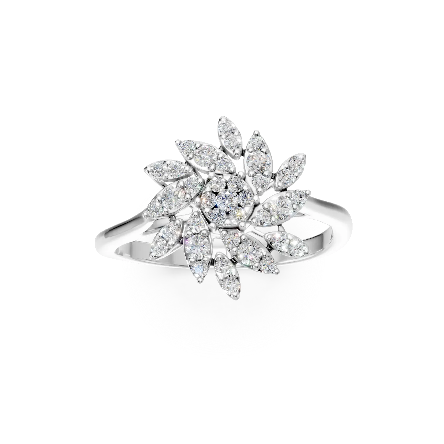 Пръстен от бяло злато 14K с диаманти 0.5ct