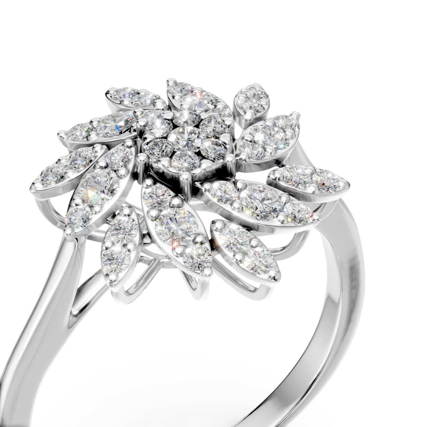 Пръстен от бяло злато 14K с диаманти 0.5ct