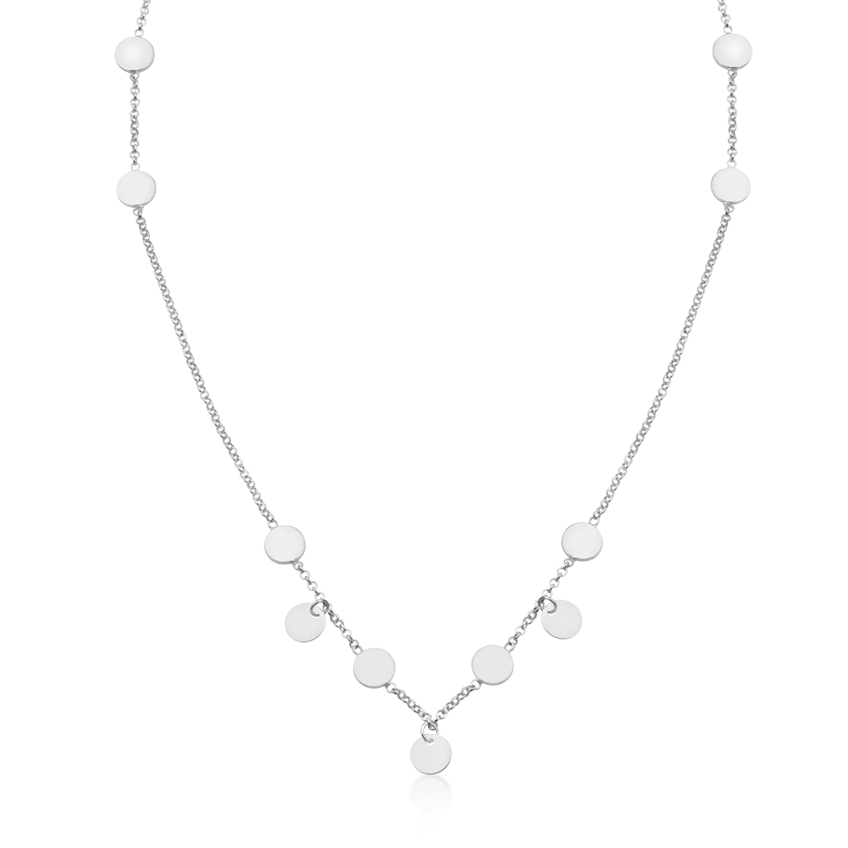 14K white gold coins necklace