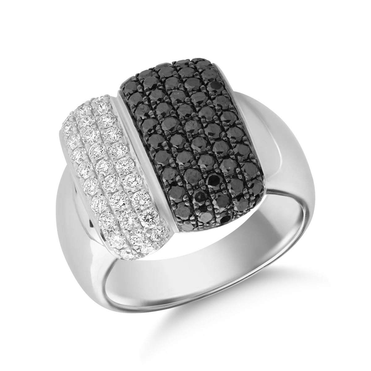 Teilor Inel din aur alb cu diamante negre de 1ct si diamante transparente de 0.52ct