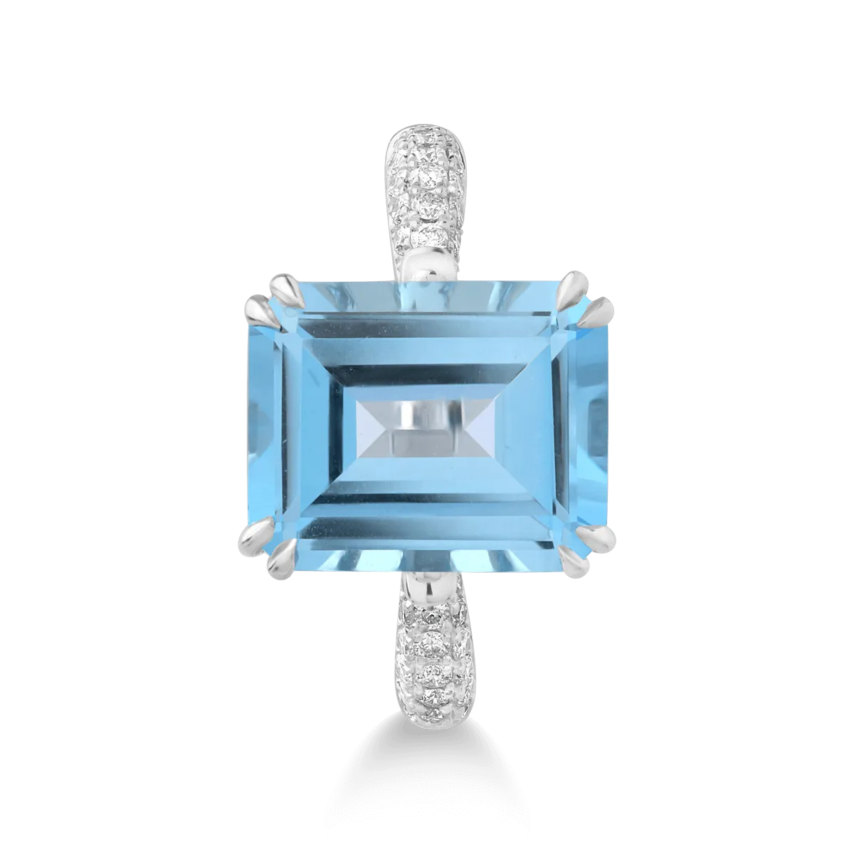 White gold ring with 7.4ct blue topaz and 0.3ct diamonds