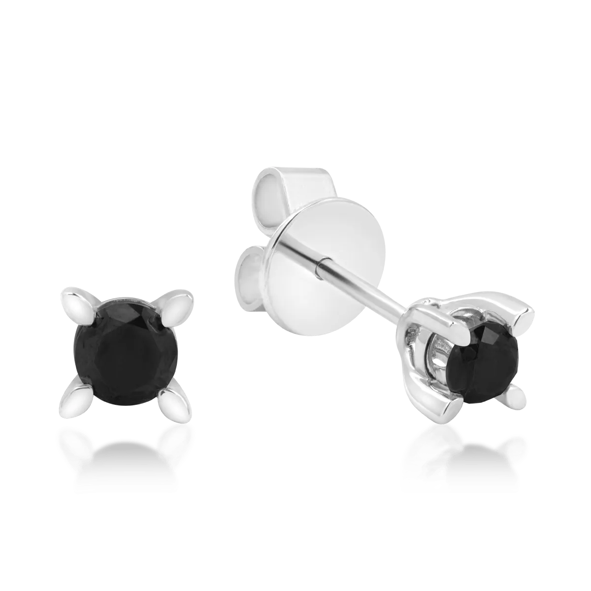 Kolczyki z białego złota 18K z czarnymi diamentami 0.4ct