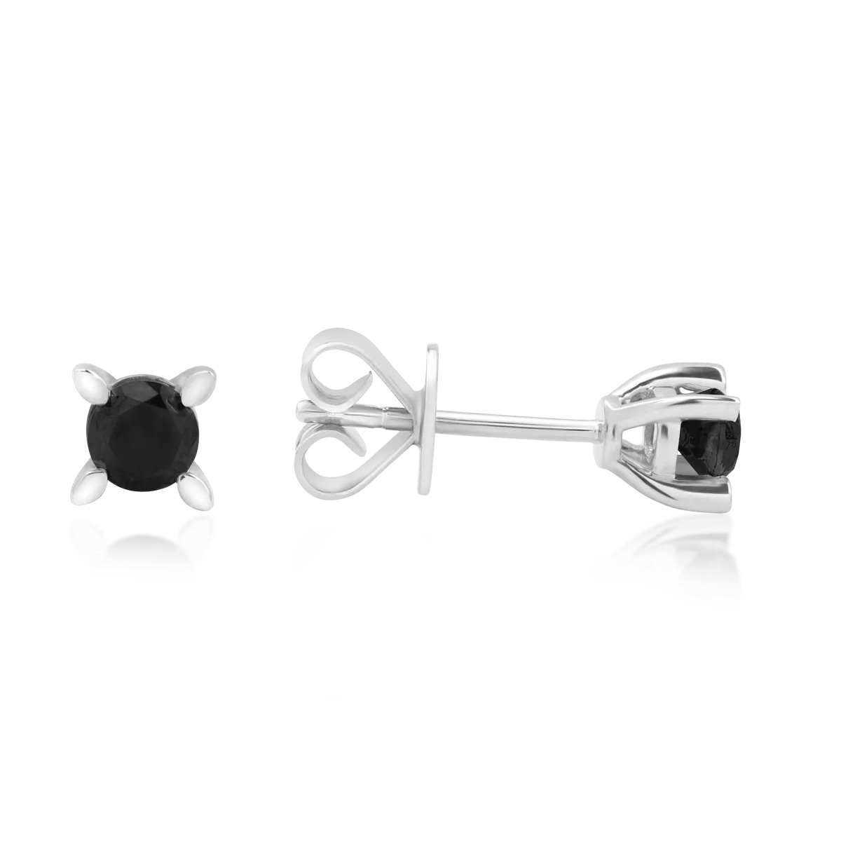 Kolczyki z białego złota 18K z czarnymi diamentami 0.4ct