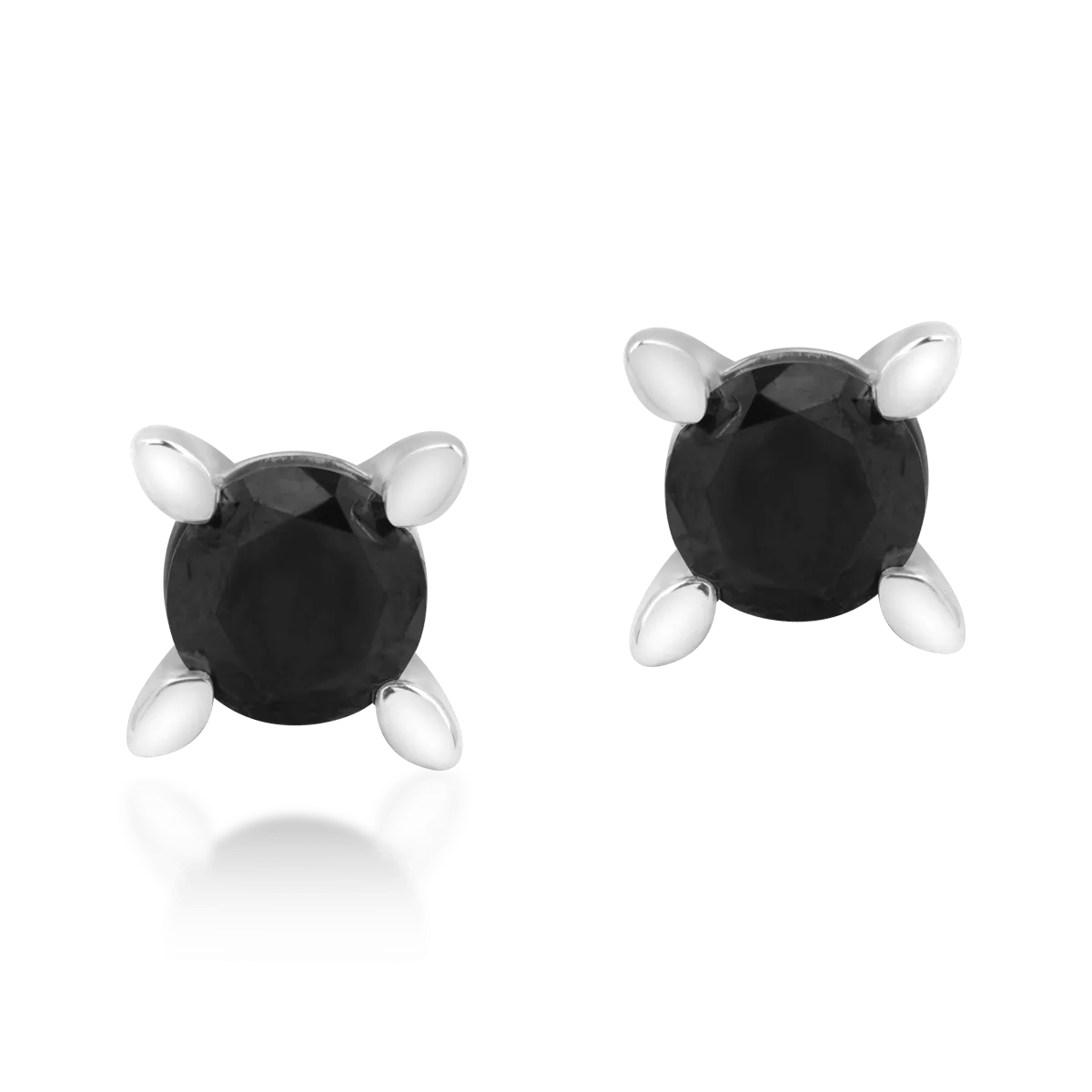 Cercei din aur alb de 18K cu diamante negre de 0.4ct