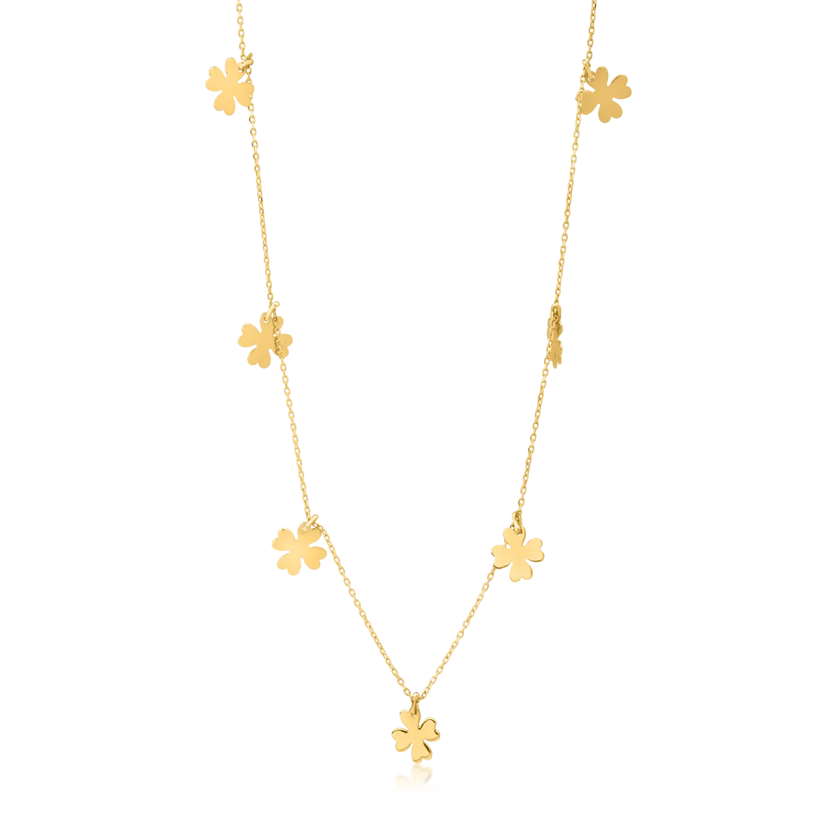 14K yellow gold clover necklace