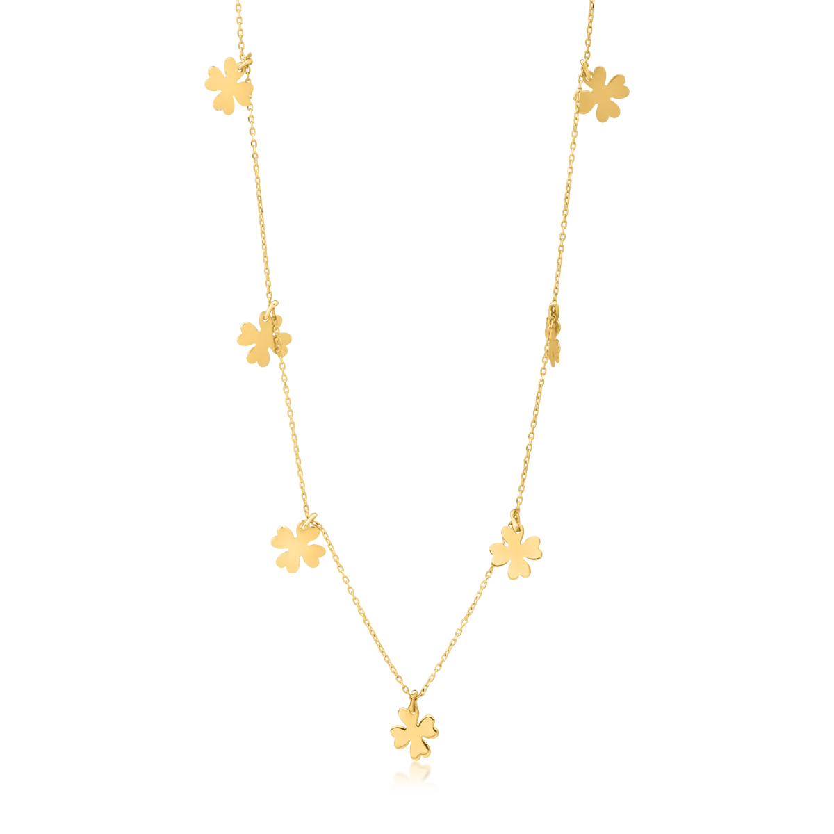 14K yellow gold trefoil charms necklace