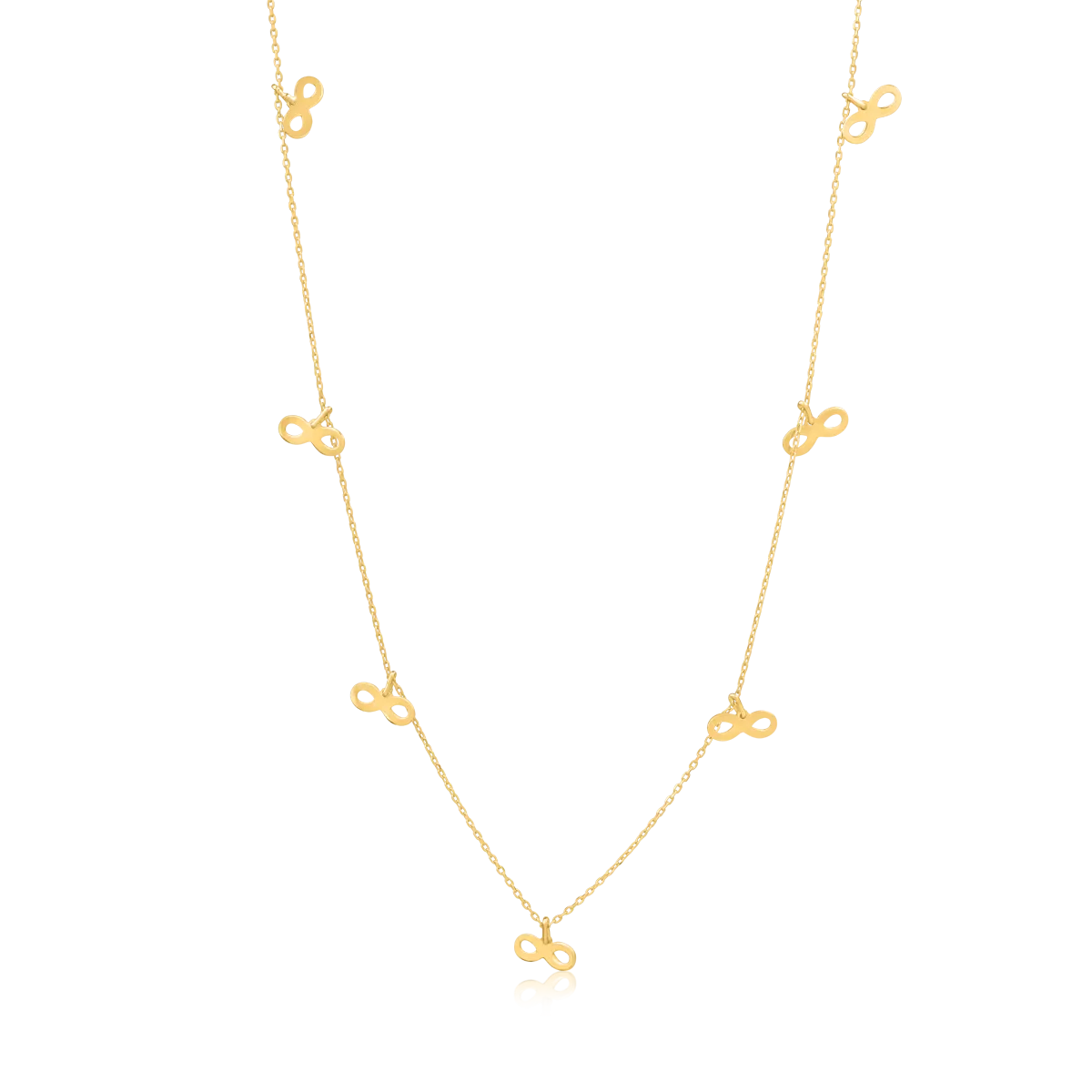 14K yellow gold infinity charms necklace