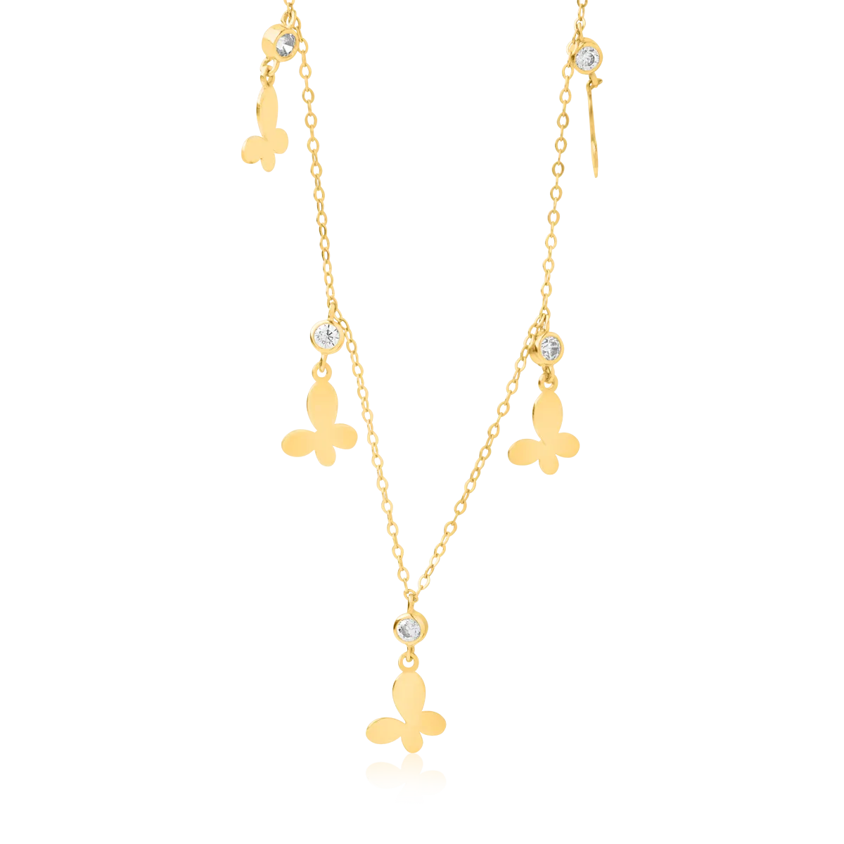 14K yellow gold butterflies necklace