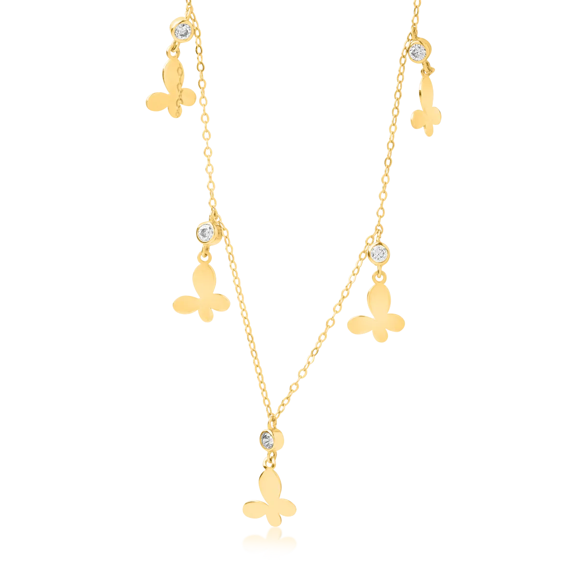 14K yellow gold butterflies necklace