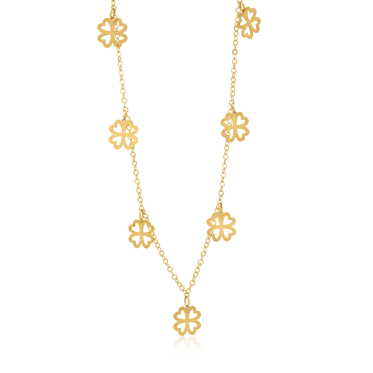 14K yellow gold trefoil necklace