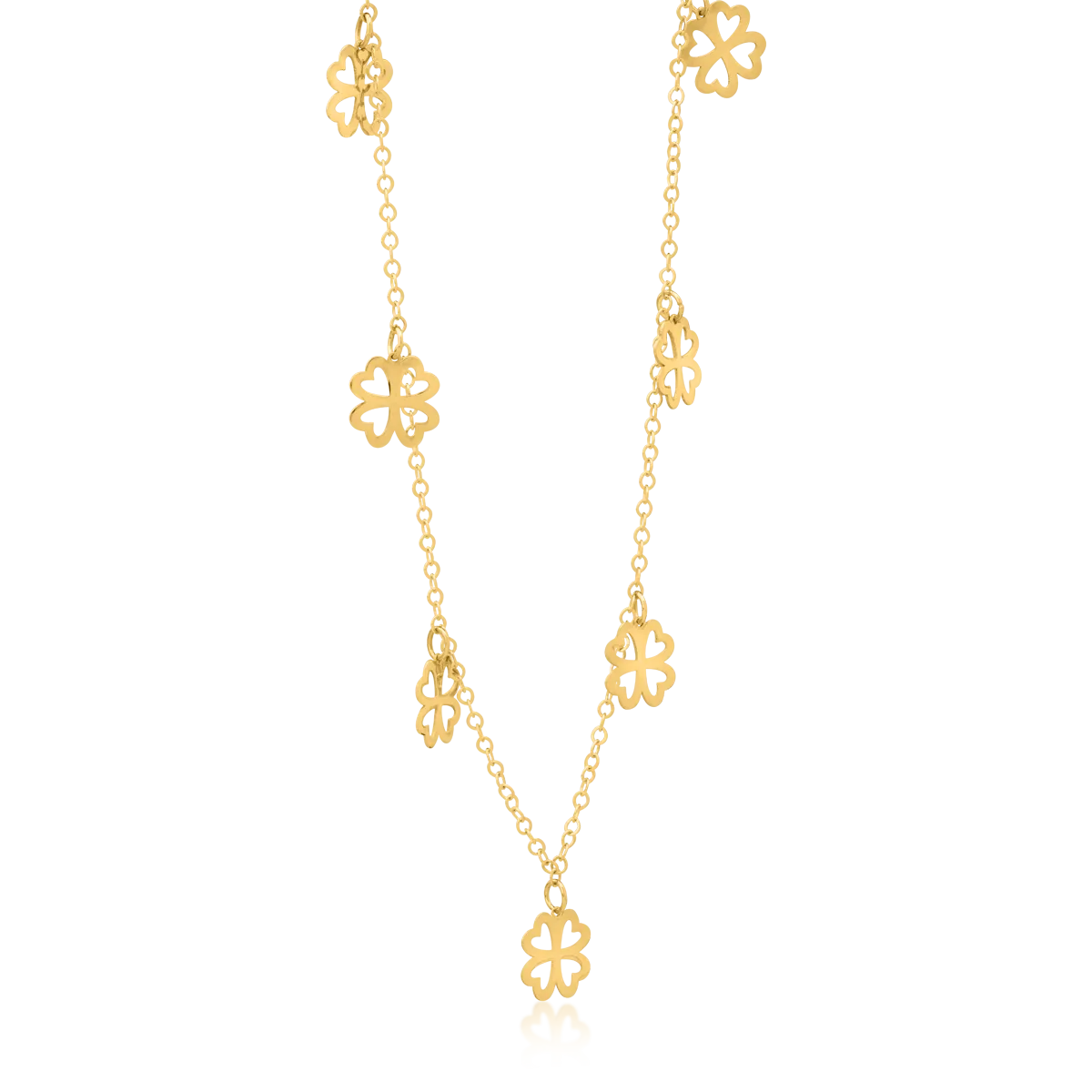 14K yellow gold trefoil necklace