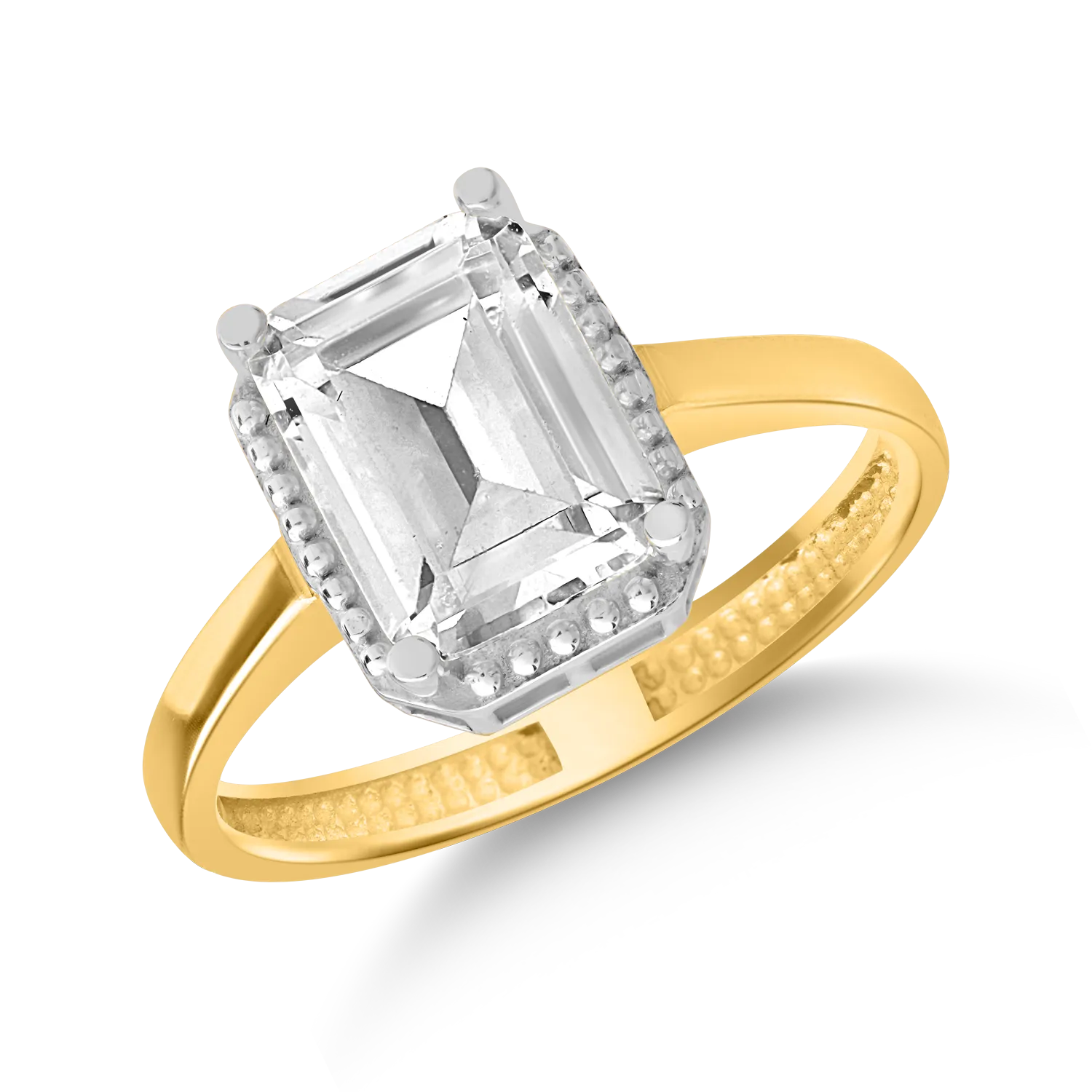 Inel de logodna din aur galben cu zirconia