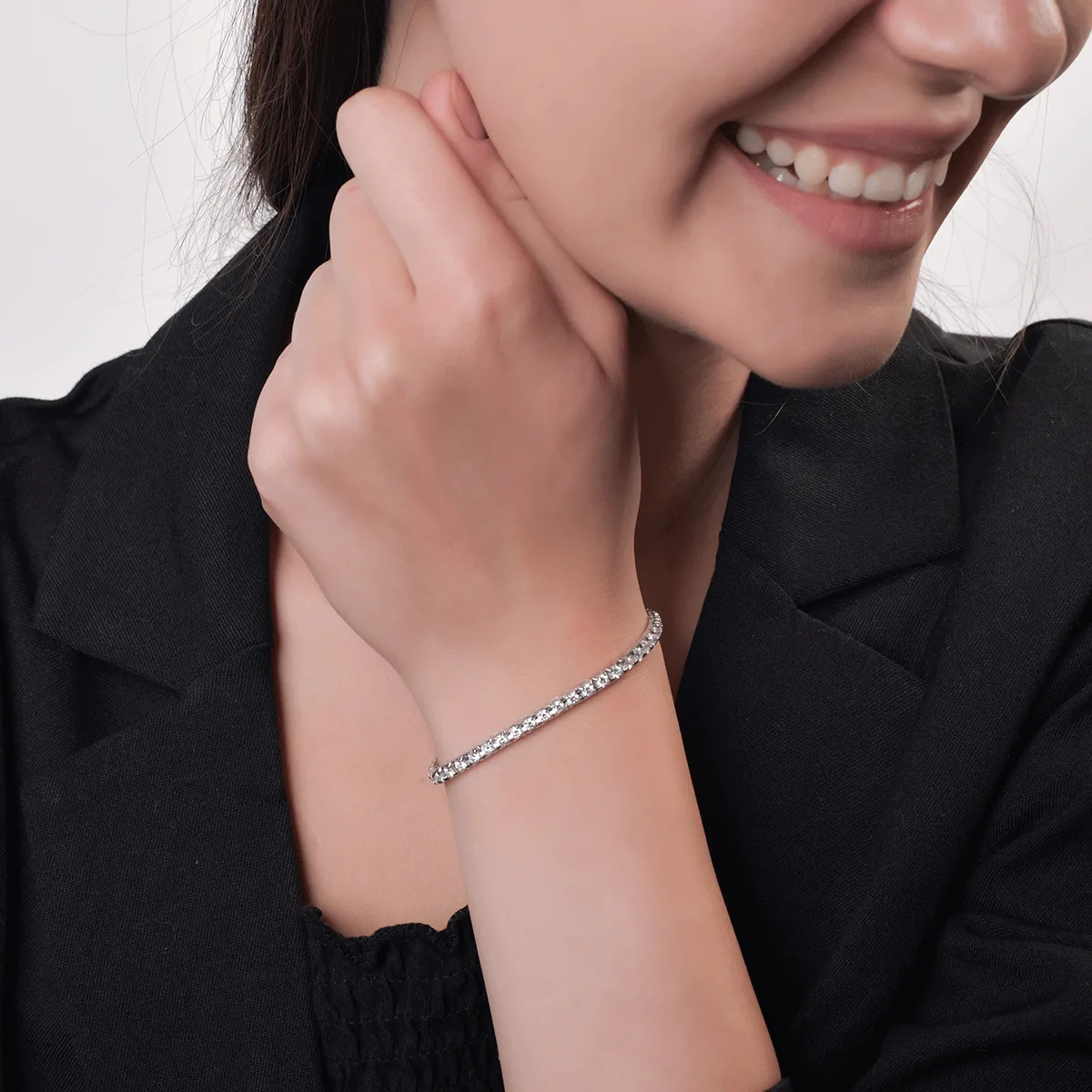 Bratara tennis din aur alb de 18K cu diamante de 1ct
