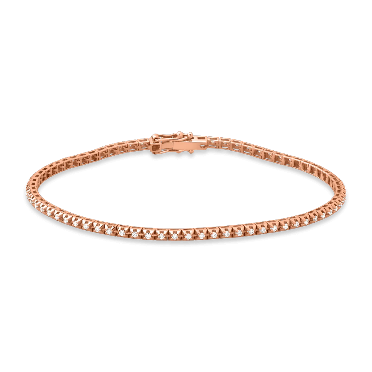 Bratara tennis din aur roz de 18K cu diamante de 0.55ct