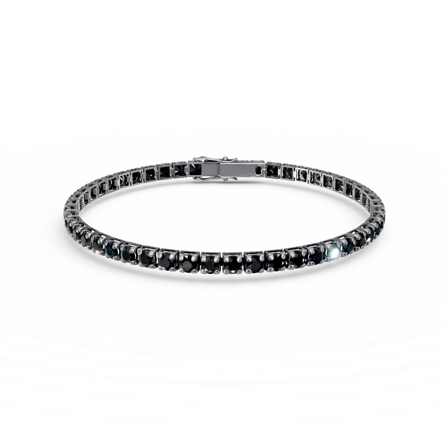 18K black gold tennis bracelet with 3.2ct black diamonds-52328