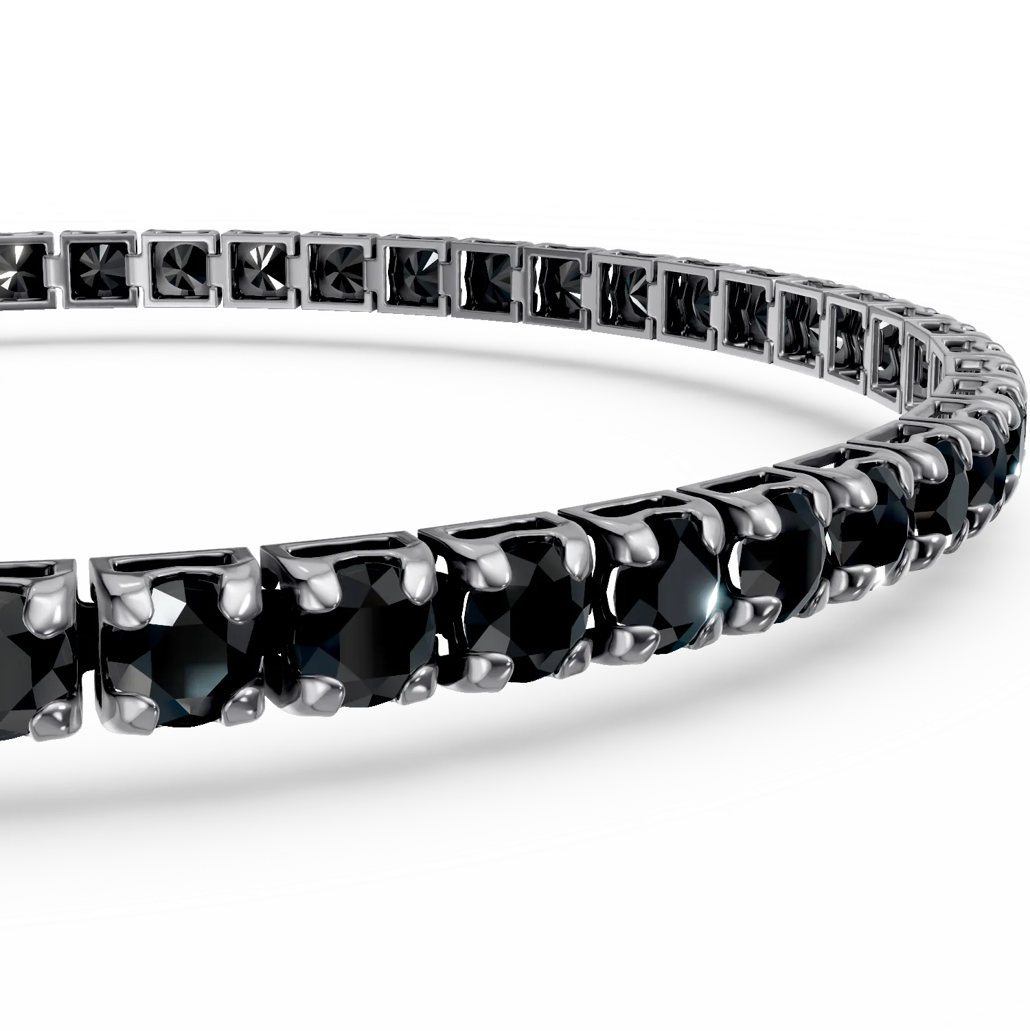 Bratara tennis din aur negru cu diamante negre de 3.2ct