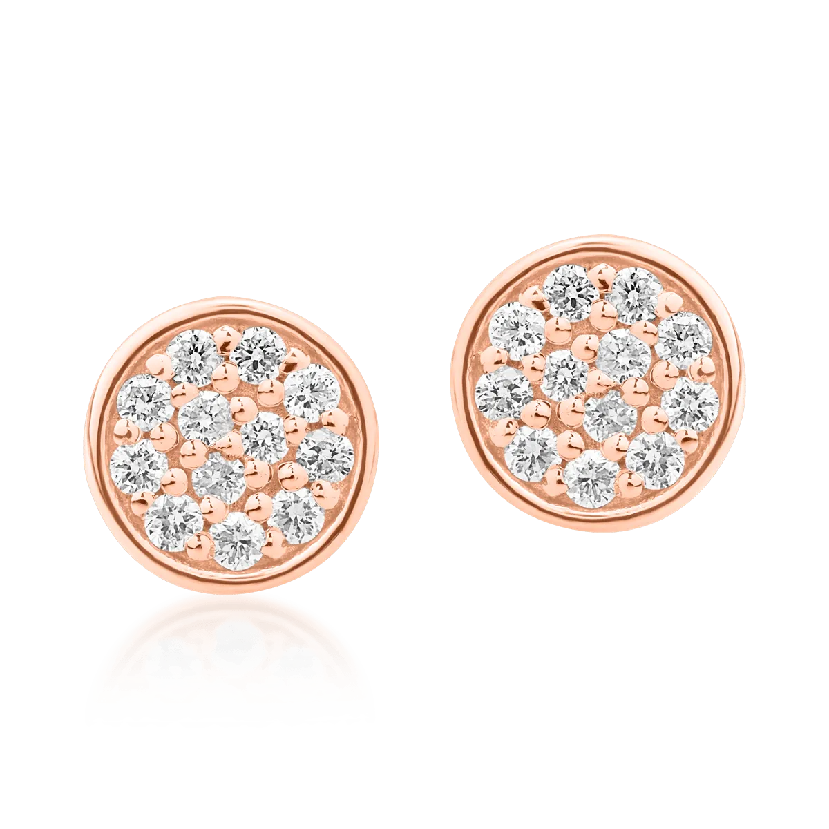 Cercei din aur roz cu diamante de 0.134ct