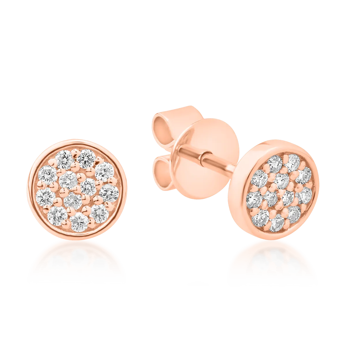 Cercei din aur roz de 14K cu diamante de 0.134ct