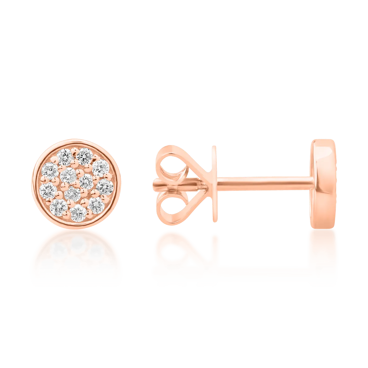 Fülbevaló 14K-os rózsaszín aranyból 0,134ct gyémántokkal