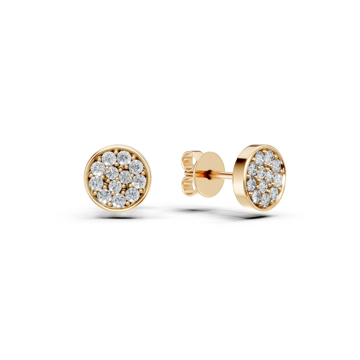 14K жълти златни обеци с 0,135ct диаманта