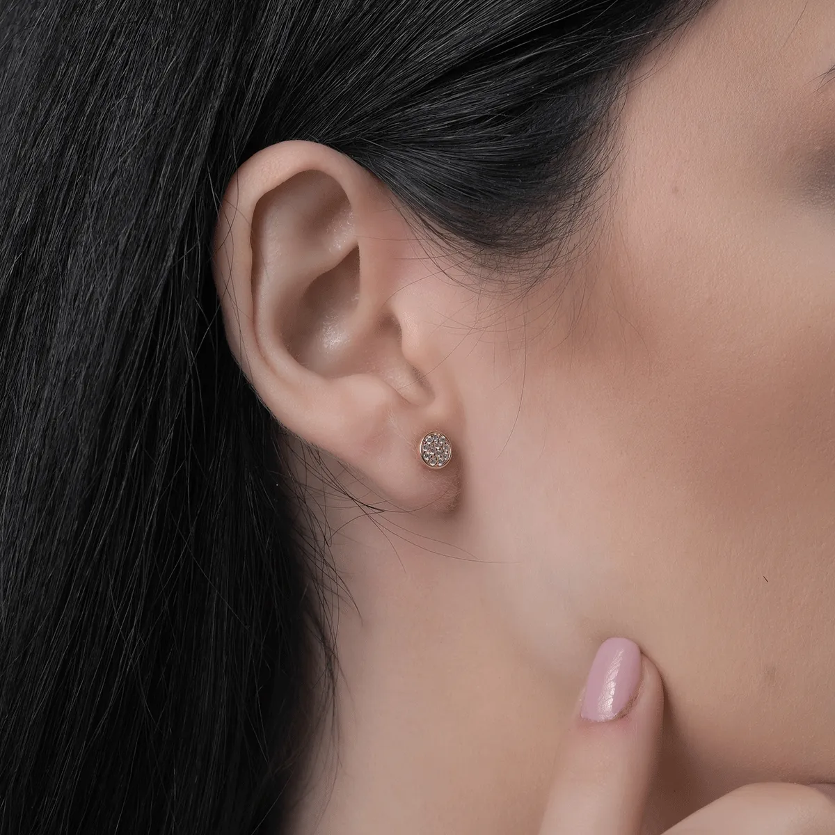 14K жълти златни обеци с 0,135ct диаманта