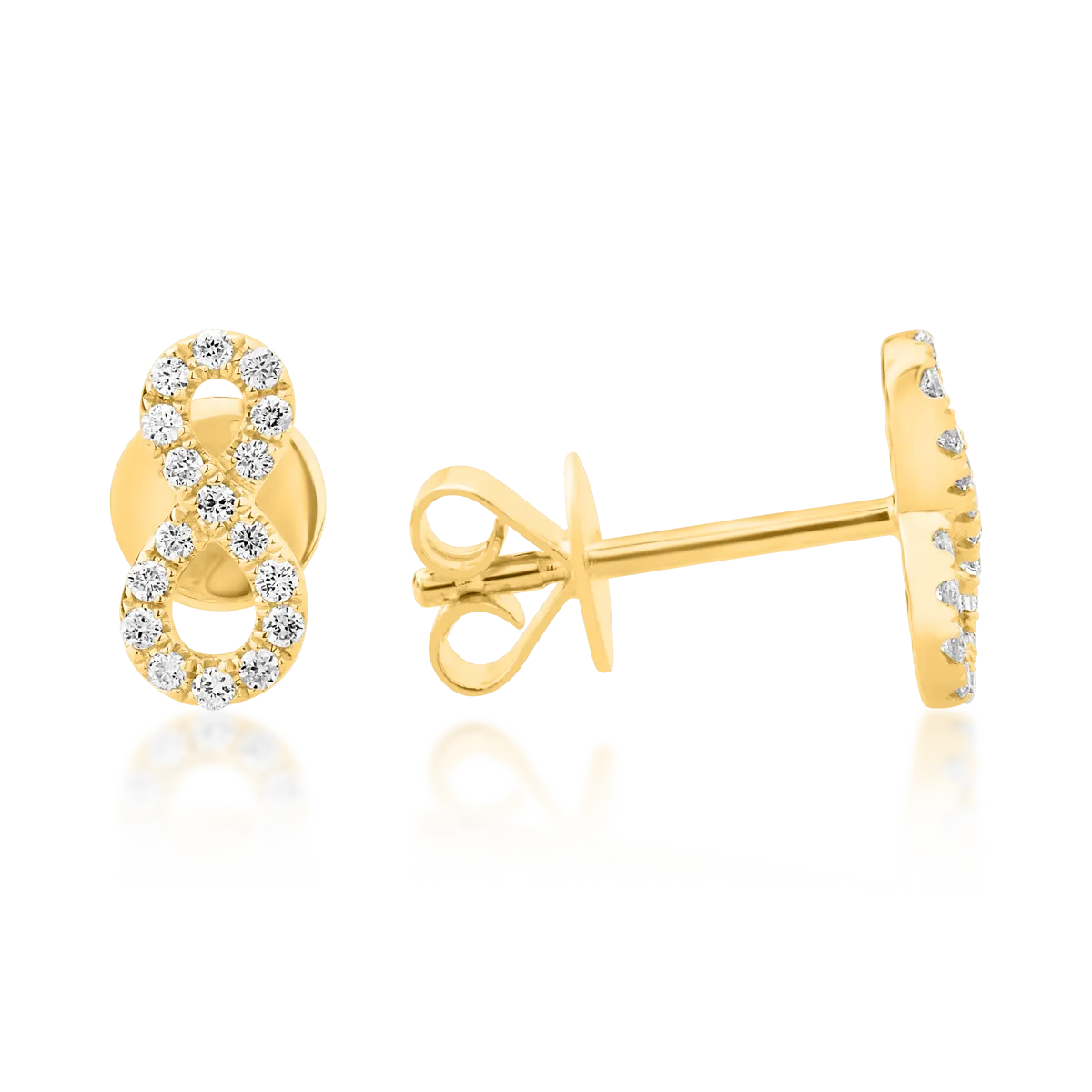 Cercei infinit din aur galben de 14K cu diamante de 0.126ct